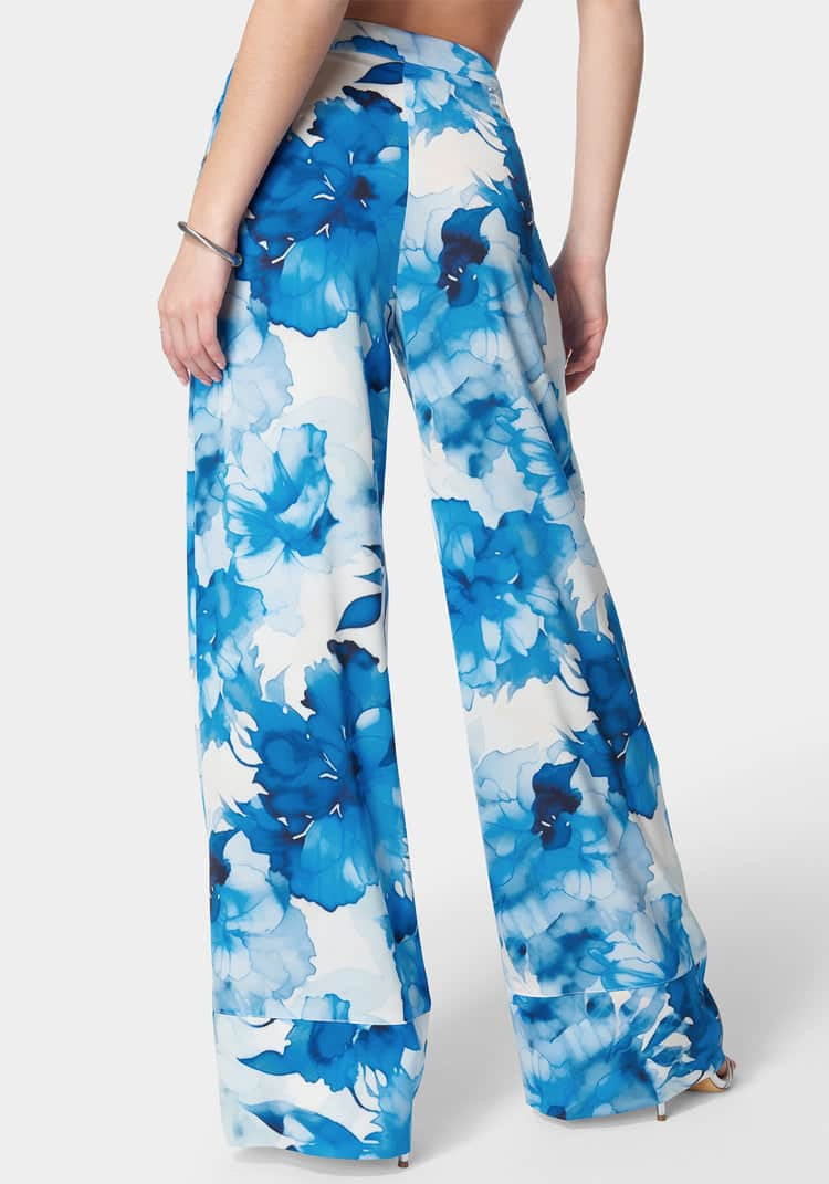 Satin High Waist Palazzo Pant_107947_Hazed Bloom Print_03