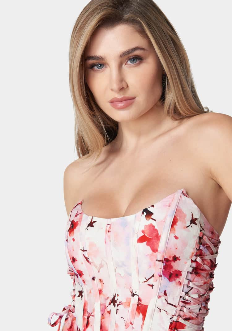 Scoop Neck Lace Up Printed Corset Top_107952_River Blossom Print_04