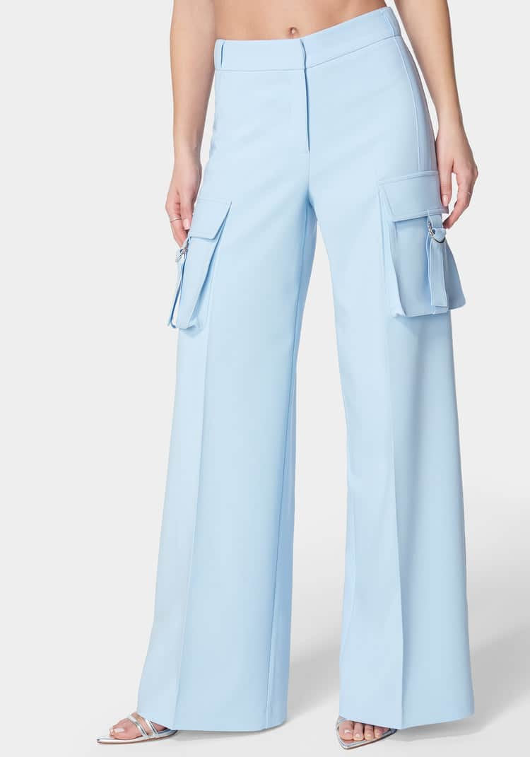 High Waist Ultra Wide Leg Cargo Pant_107955_Chambray Blue_01