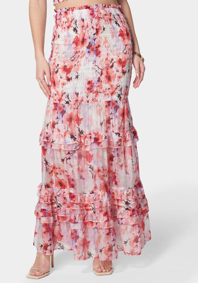 High Waist Smocked Ruffle Maxi Skirt_107959_River Blossom Print_01