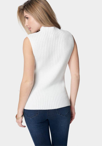 Wool Blend Side Lace Up Sleeveless Sweater Top_107960_White Alyssum_03