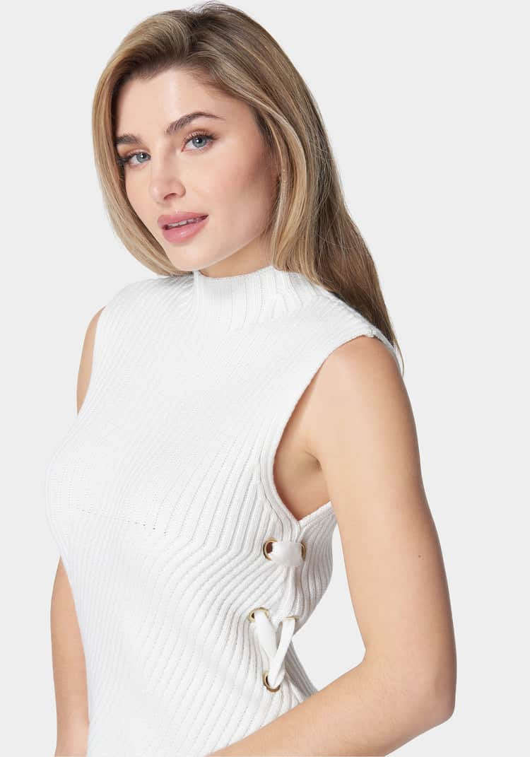 Wool Blend Side Lace Up Sleeveless Sweater Top_107960_White Alyssum_04