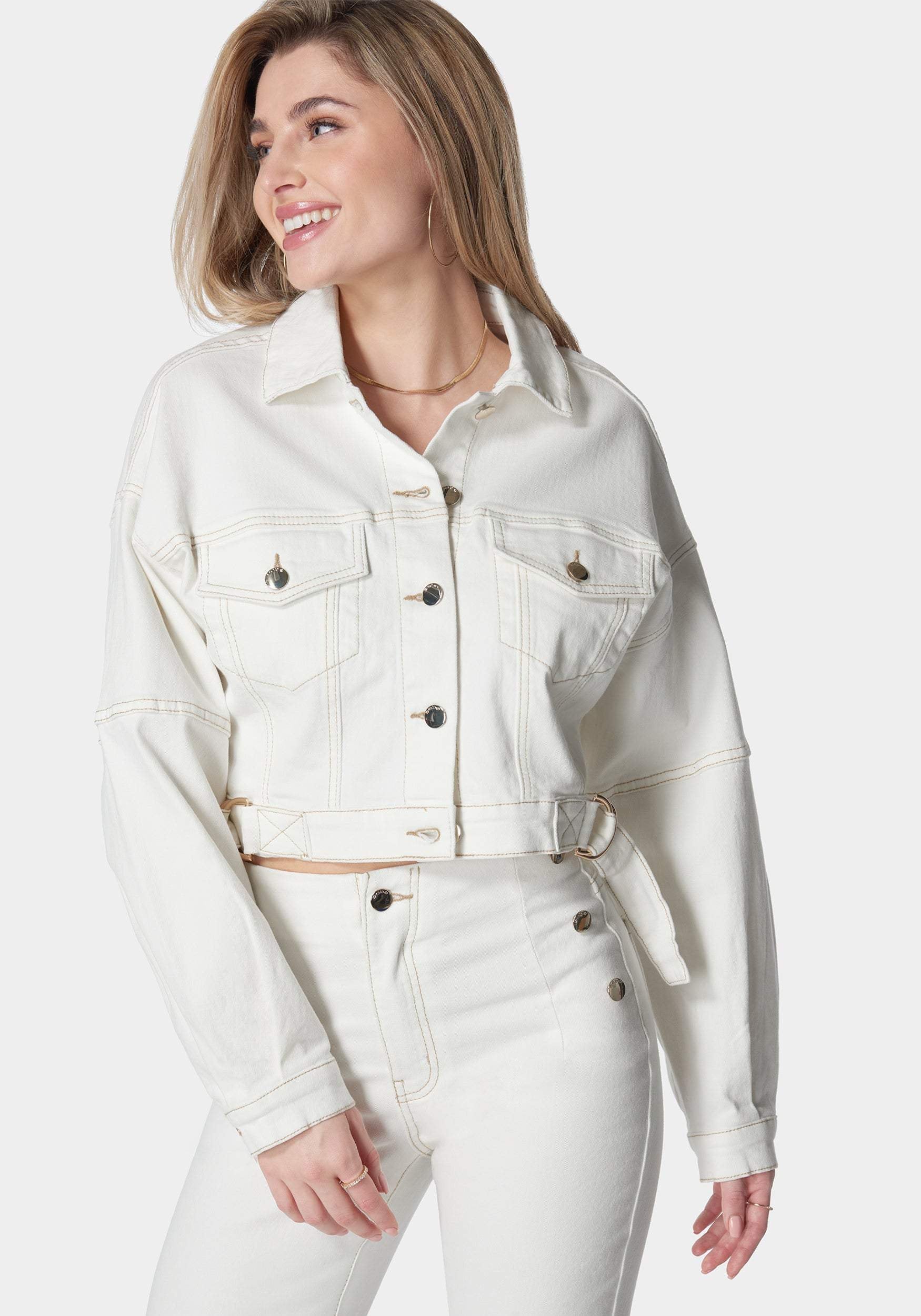Dropped Shoulder D Ring Detail Oversized Denim Jacket_107968_Soft White Wash_02