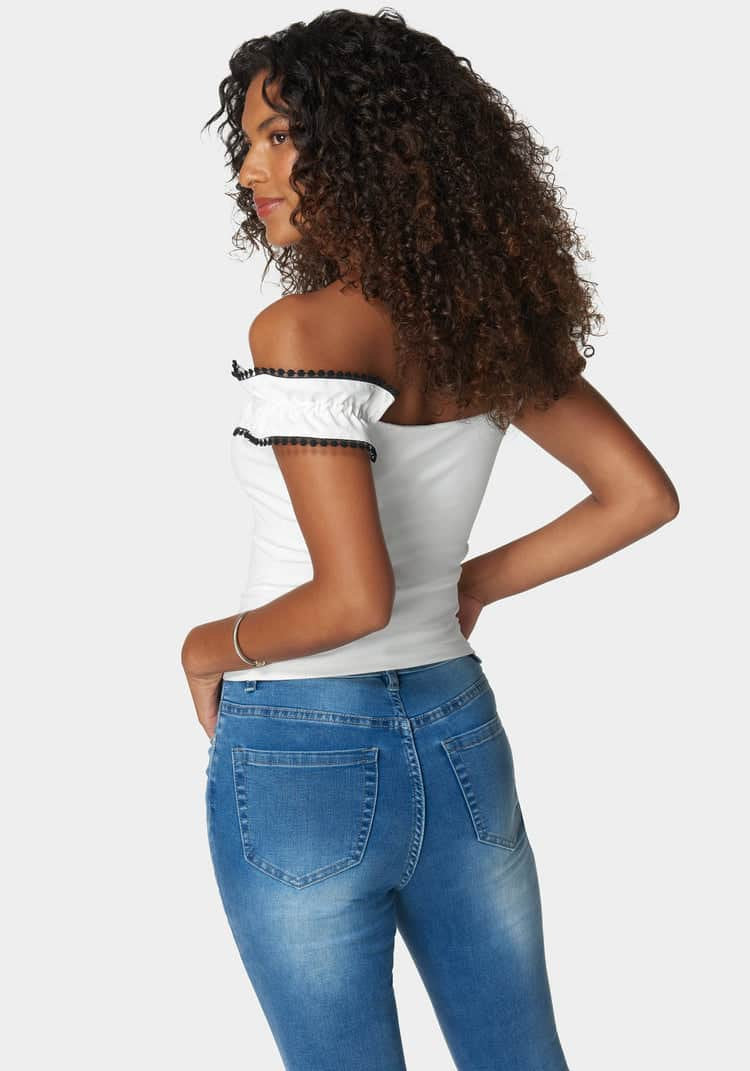 Off Shoulder Trim Detail Knit Top_108012_White Alyssum_03