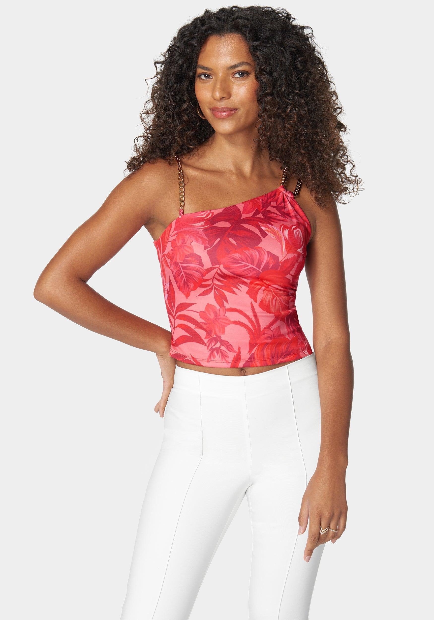 Printed Asymmetric Chain Knit Top_108013_Raspberry Tropics Print_01