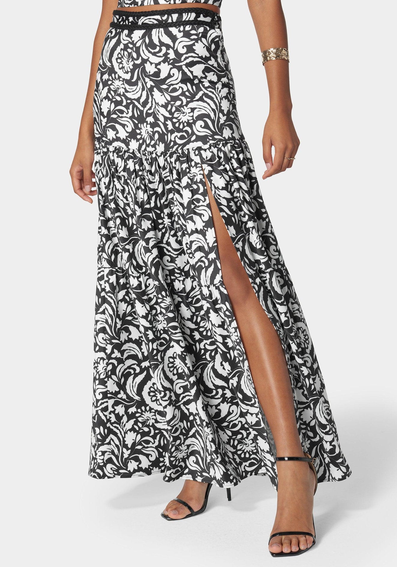 Contrast Braid Waist Tiered Flowly Maxi Skirt_108030_Nostalgic Bloom Print_01