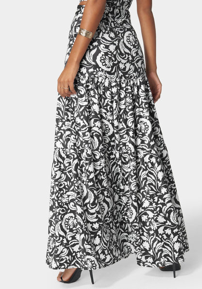 Contrast Braid Waist Tiered Flowly Maxi Skirt_108030_Nostalgic Bloom Print_02