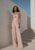 Ruffle Shoulder Detail Full Wide Leg Jumpsuit_108036_Apricot Blush_01