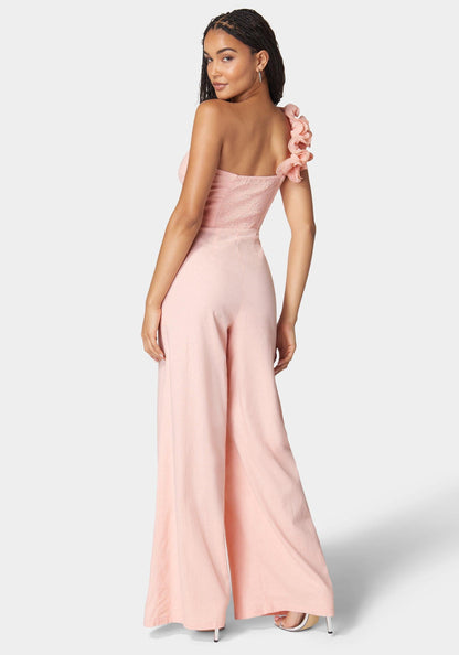 Ruffle Shoulder Detail Full Wide Leg Jumpsuit_108036_Apricot Blush_04