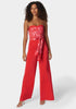 Satin Tie Front Scarf Ultra Wide Leg Jumpsuit_108037_Raspberry Tropics Print_01