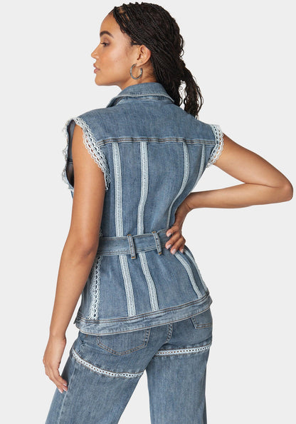 Semi Fitted Lace Applique Denim Vest_108039_River Blue Wash_03