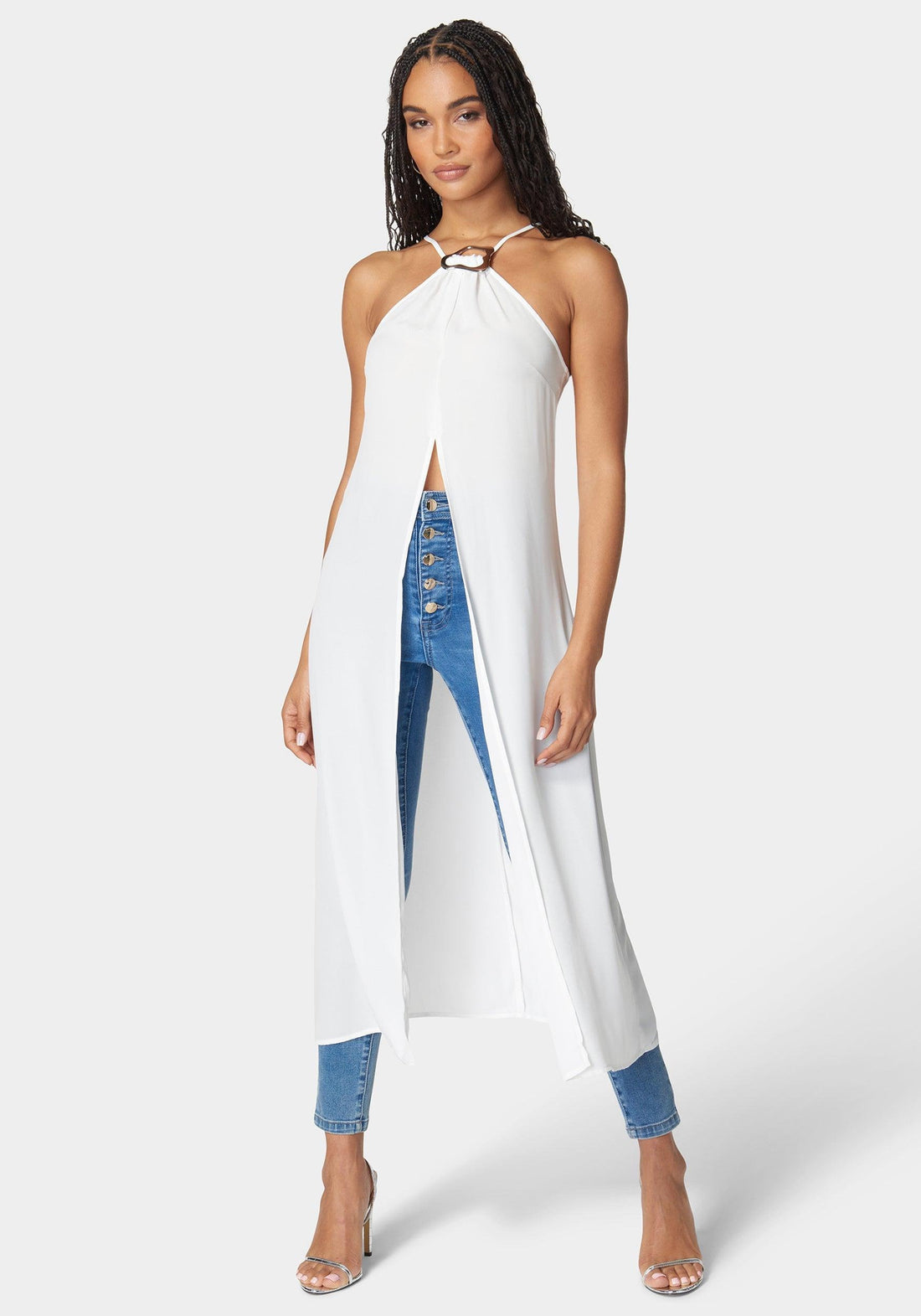 Neck Trim Slit Front Halter Top_108081_White Alyssum_02