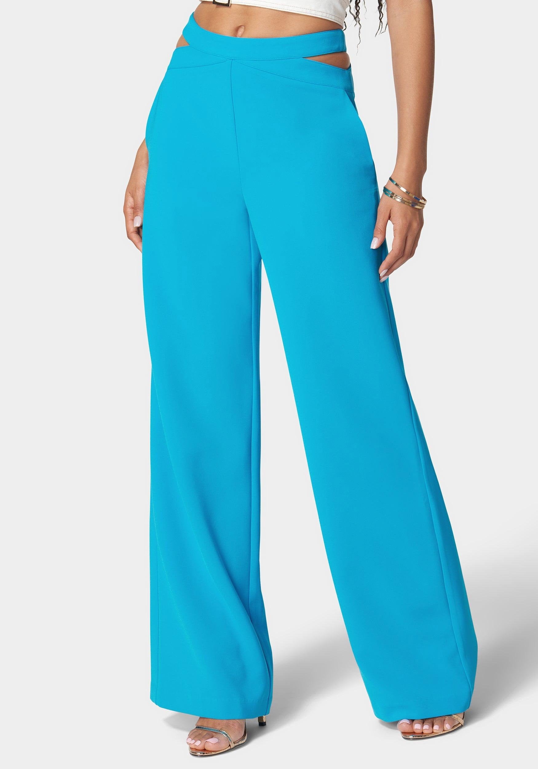 High Waist Side Cutout Trouser_108084_Blue Danube_02