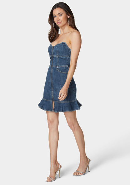 Scalloped Neckline Zip Up Denim Dress_108099_True Blue Wash_02