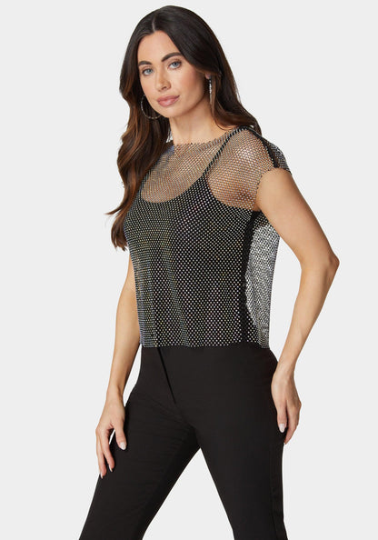 Rhinestone Fishnet Top With Knit Tank_108205_Black_02