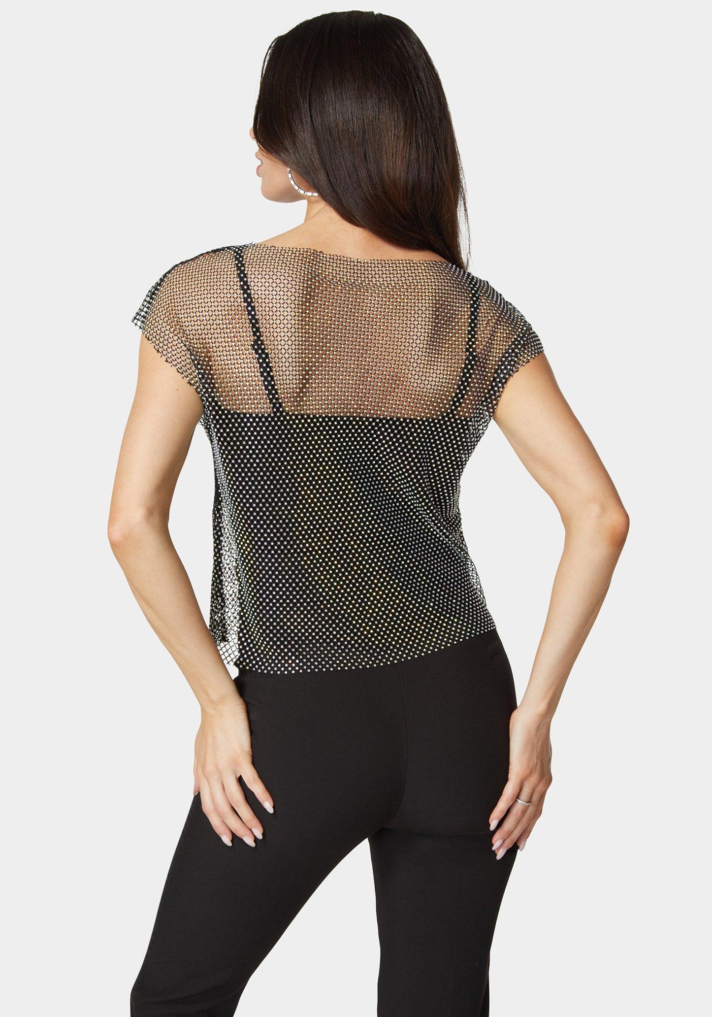 Rhinestone Fishnet Top With Knit Tank_108205_Black_03