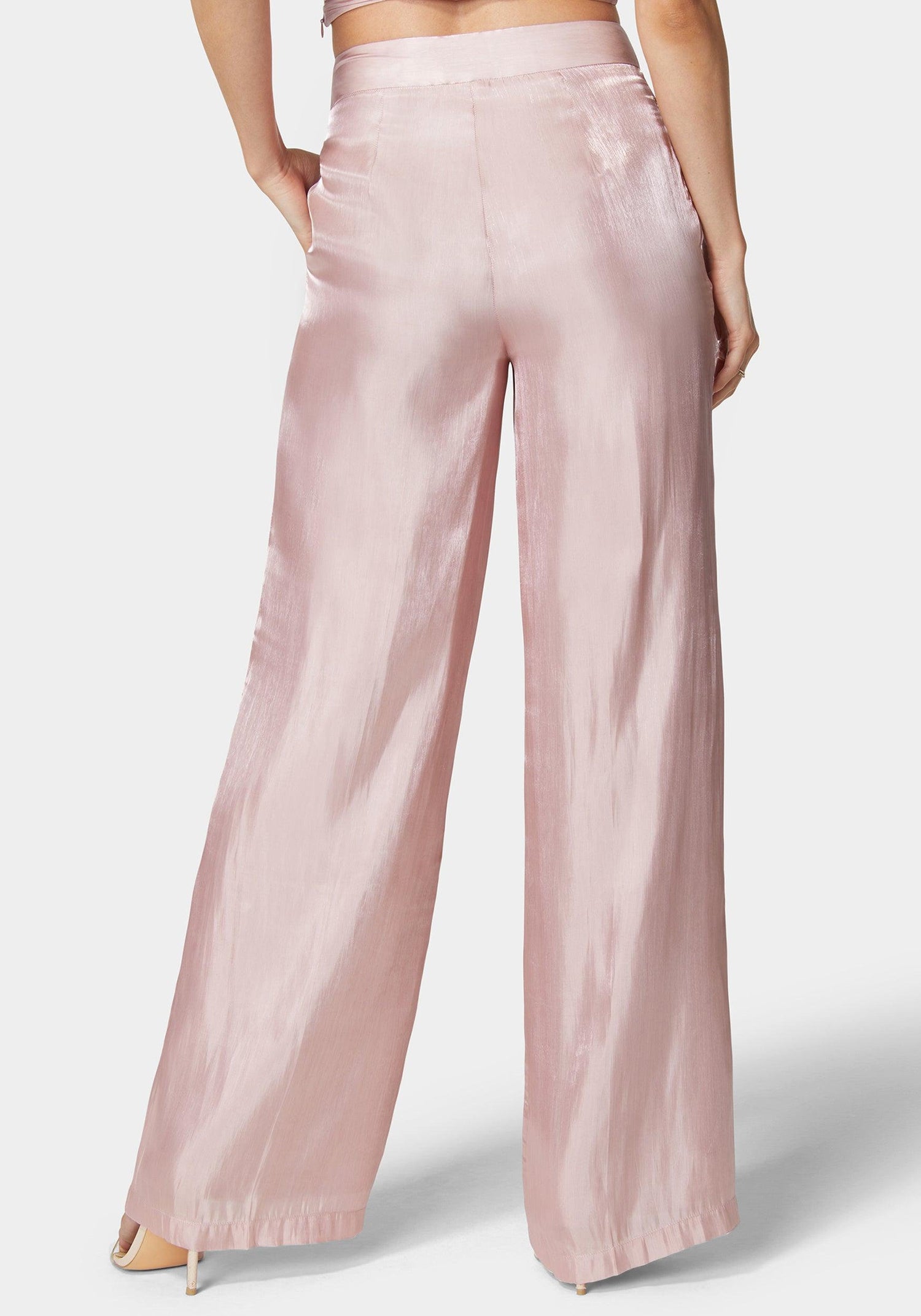 Iridescent Satin High Waist Palazzo Leg Pants_108212_Rose Champagne_03