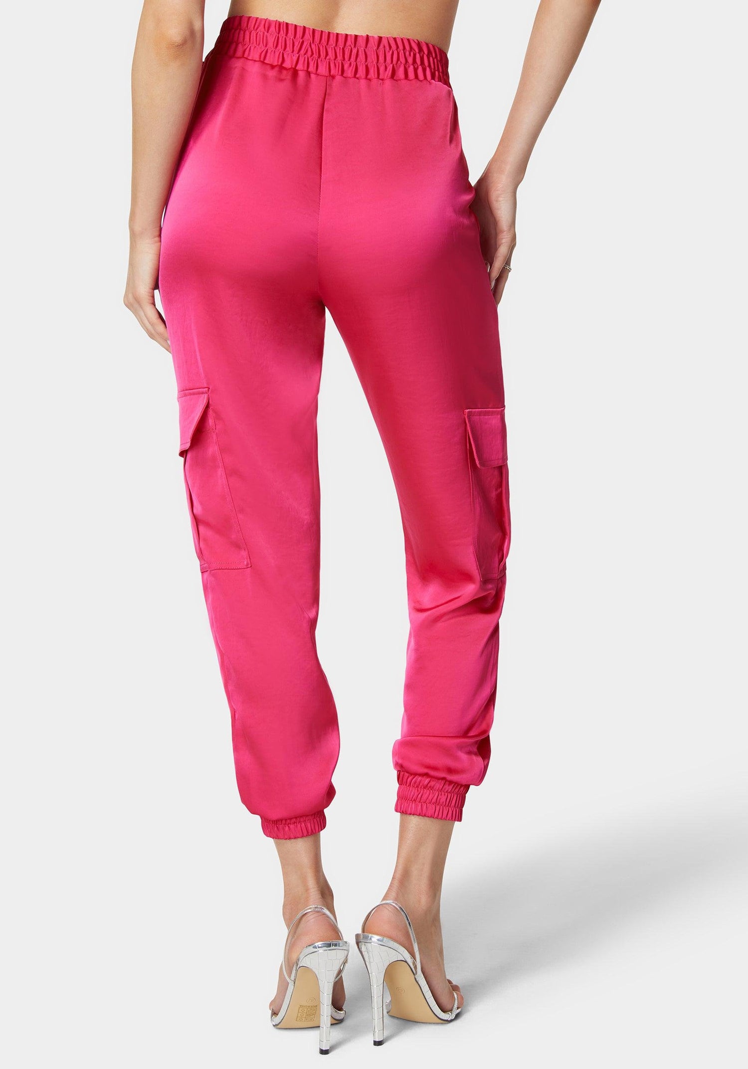 Laundered Satin Elastic Waist Cargo Jogger Pant_108215_Cabaret_03