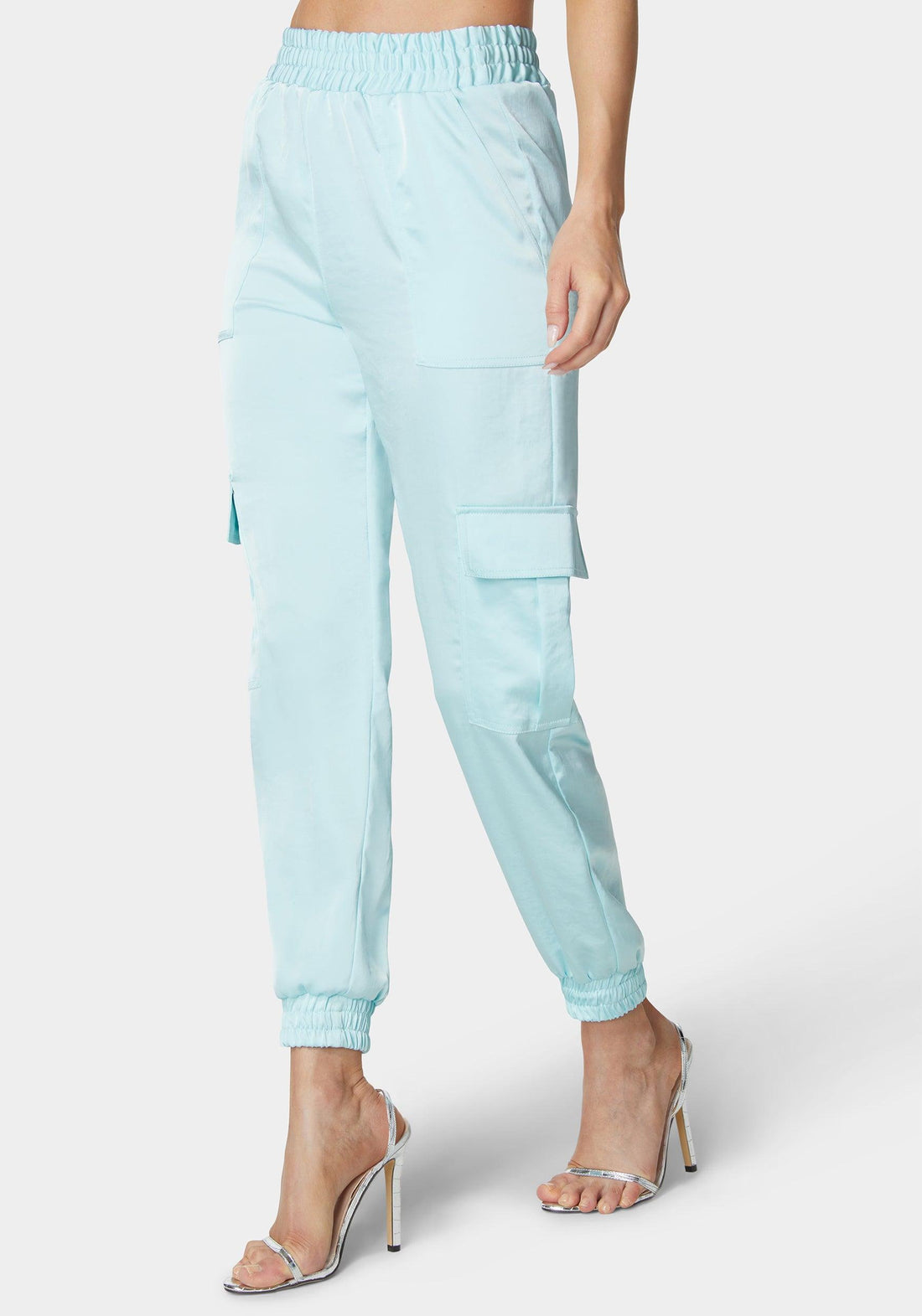 Laundered Satin Elastic Waist Cargo Jogger Pant_108215_Spa Blue_02