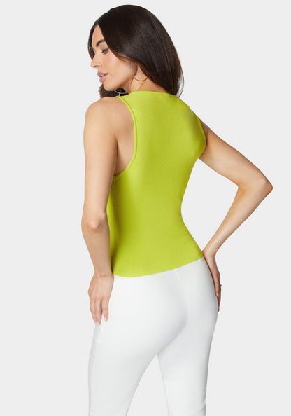 Sleeveless Assymetric Zipper Sweater Top_108216_Cyber Lime_03