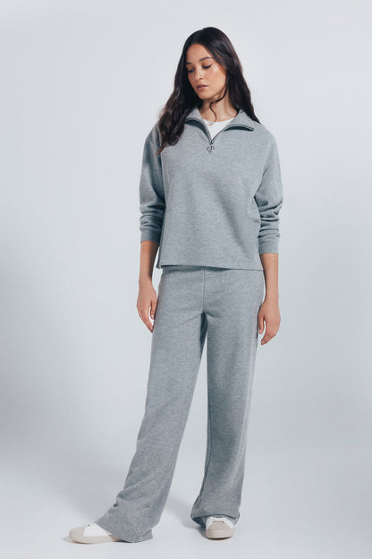 Springfield_Medium_Grey_High Neck Sweatshirt with Zip Fastening_1082902_45_03