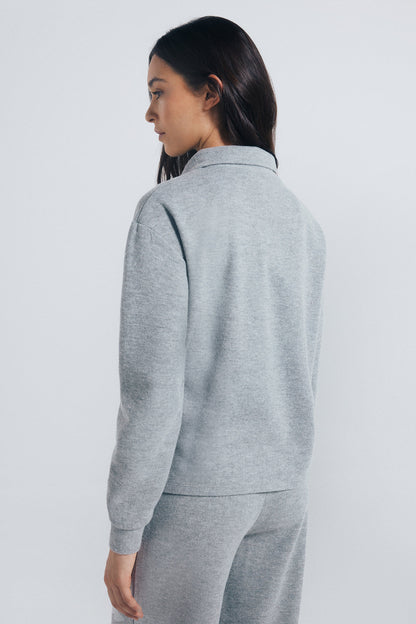 Springfield_Medium_Grey_High Neck Sweatshirt with Zip Fastening_1082902_45_04