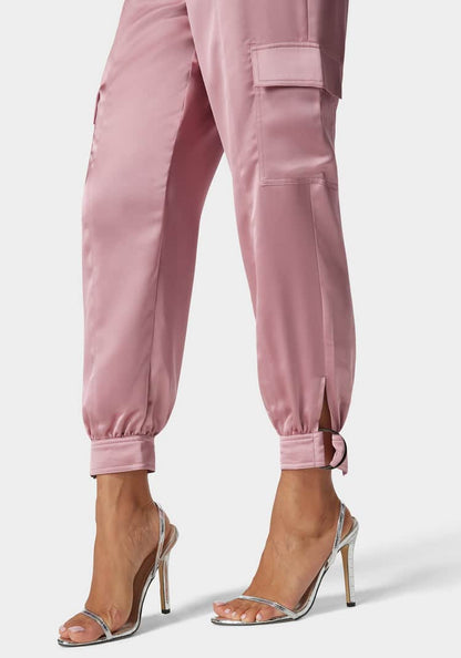 Natural Waist Stud Detail Satin Jogger Pant_04