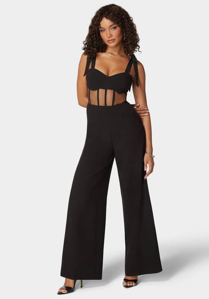 Self Tie Strap Corset Wide Leg Jumpsuit_01