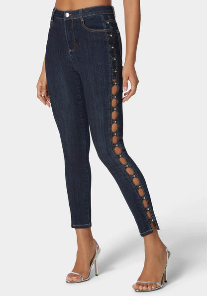 Natural Waist Stud Detail Skinny Leg Jeans_01