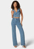 High Waist Seam Detail Ultra Wide Leg Jeans_01