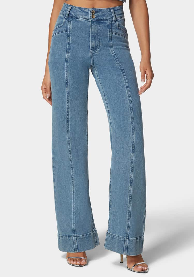 High Waist Seam Detail Ultra Wide Leg Jeans_02