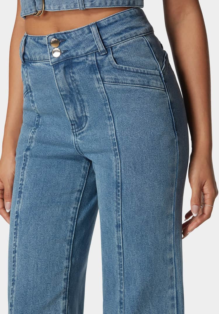 High Waist Seam Detail Ultra Wide Leg Jeans_04