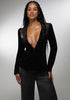 Bebe X Ciara Corset Illusion Velour & Organza Tailored Blazer_108455_BLACK_01