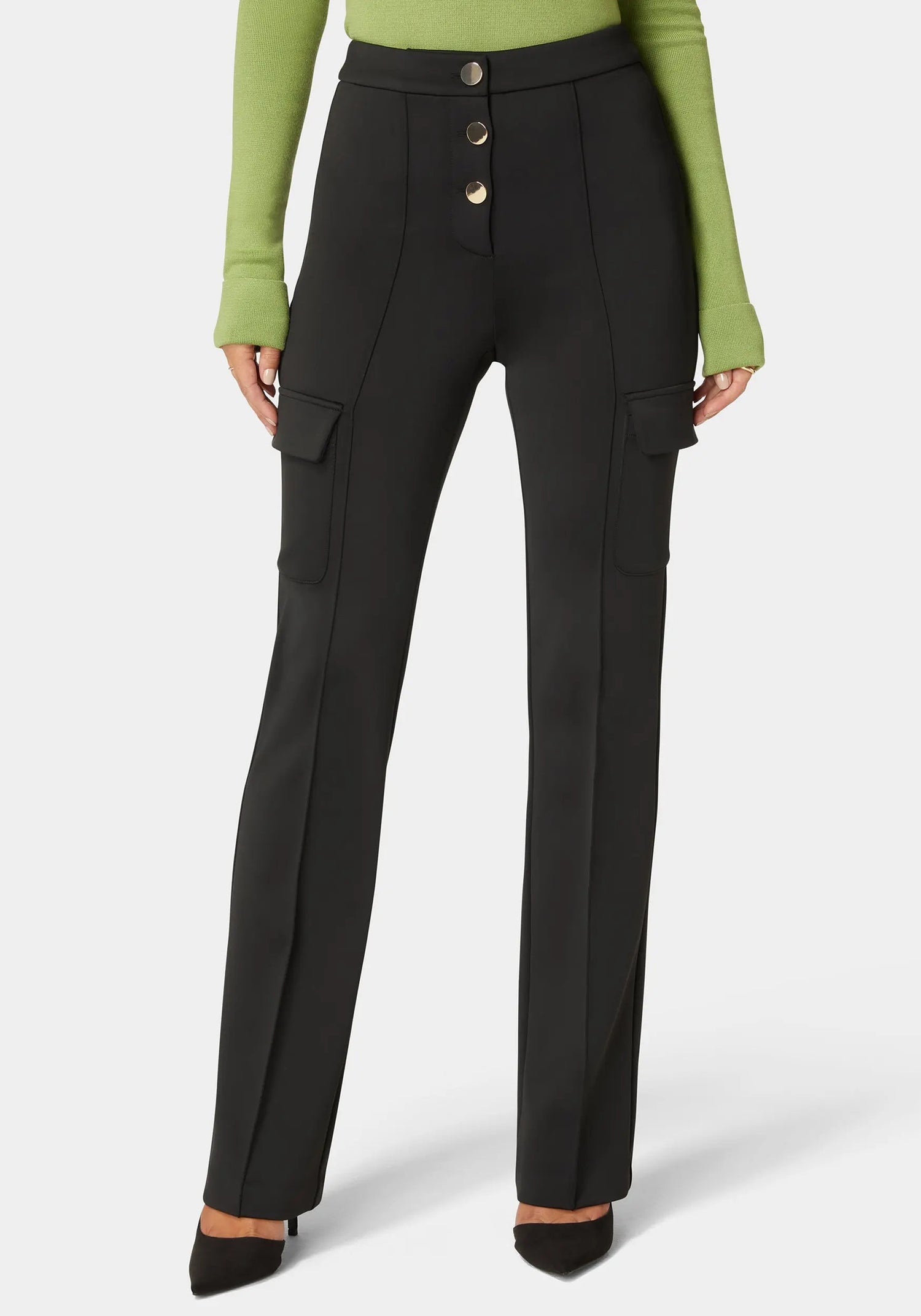 High Waist Straight Leg Patch Pocket Knit Pant_108487_BLACK_02