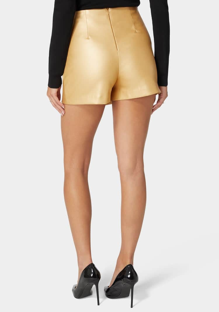 Natural Waist Metallic Vegan Leather Skort_03