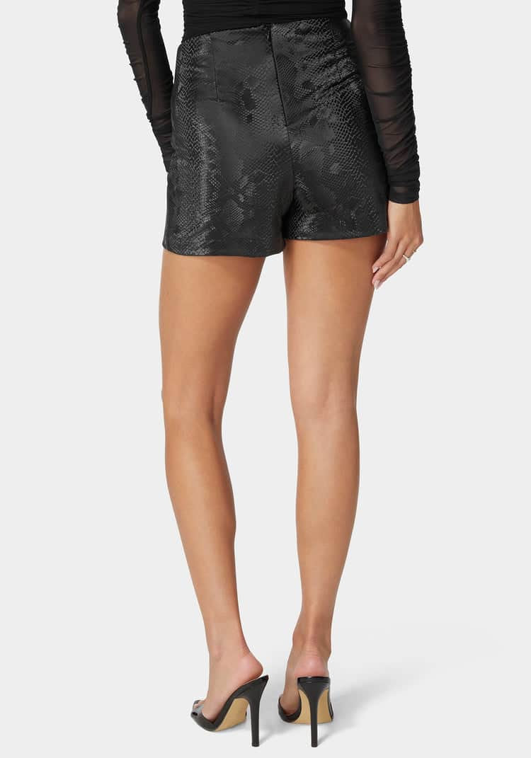 Natural Waist Embossed Vegan Leather Skort_03