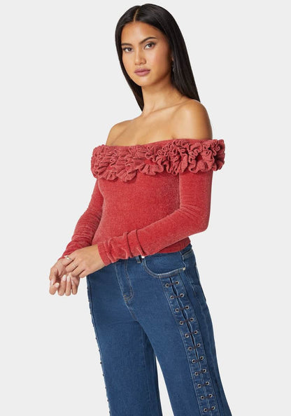 Off Shoulder Ruffle Detail Sweater_02