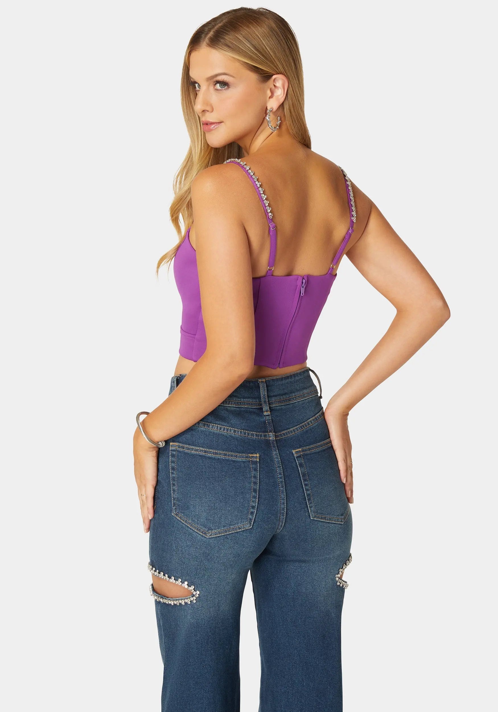 Rhinestone Trim Sleeveless Knit Top_108533_BRIGHT VIOLET_03