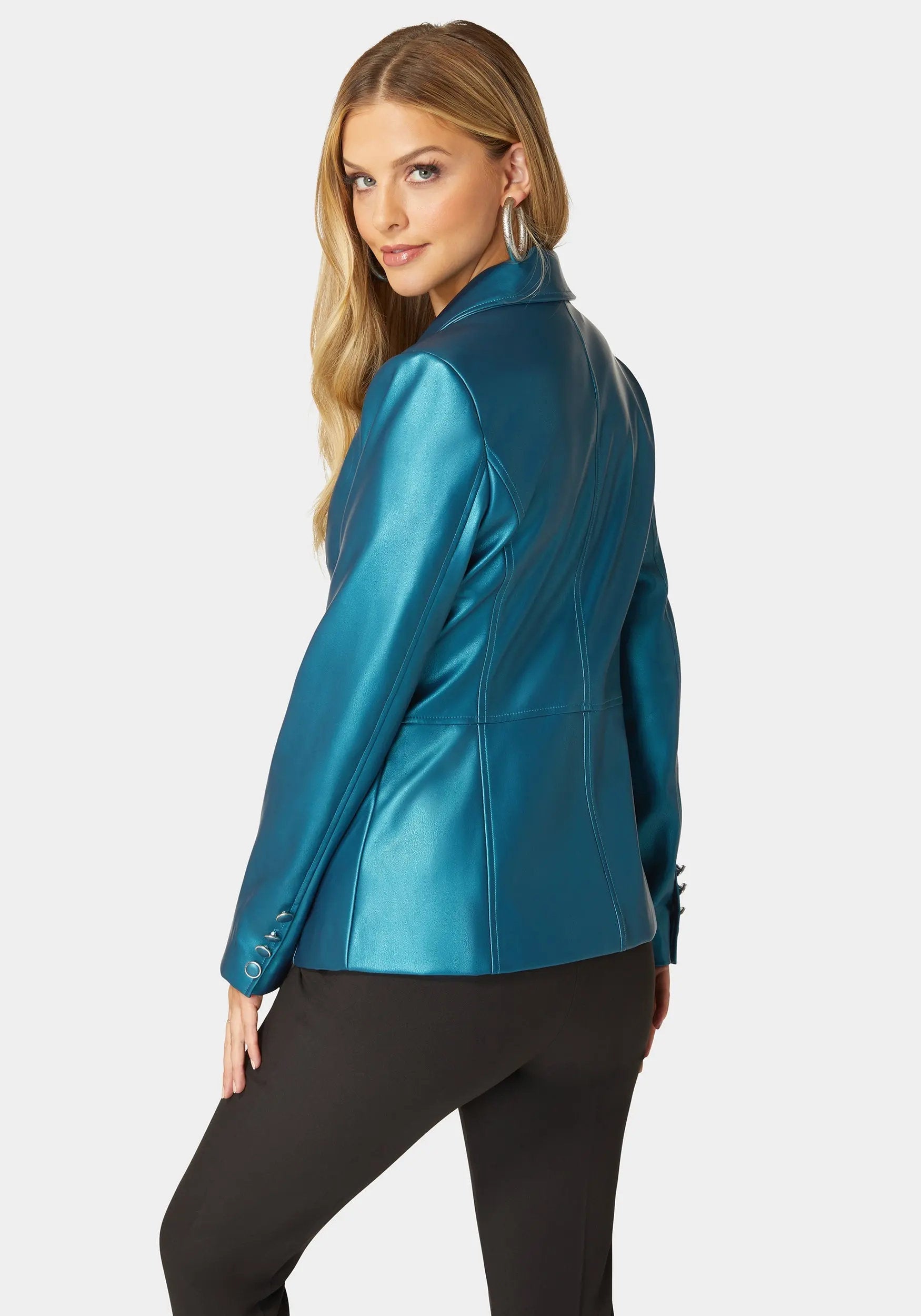 Tailored Metallic Vegan Leather Blazer_108538_DEEP LAGOON_03