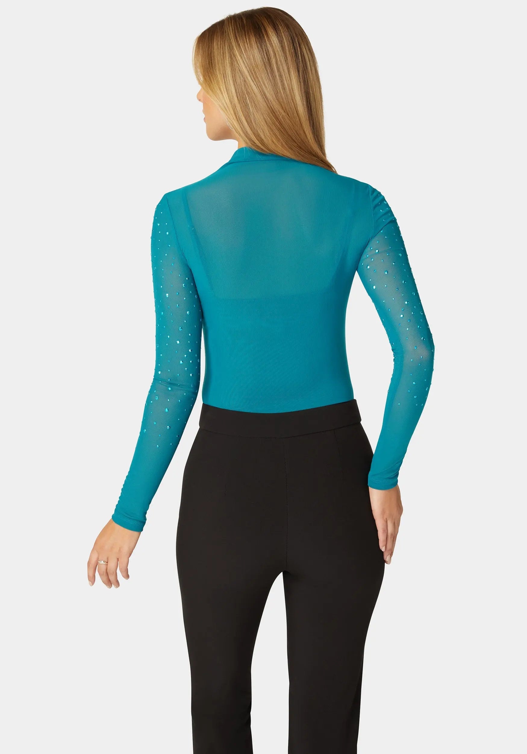Rhinestone Embellished Mesh Top &amp; Cami_108539_DEEP LAGOON_03