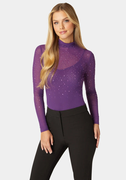 Rhinestone Embellished Mesh Top &amp; Cami_108539_IMPERIAL PURPLE_02