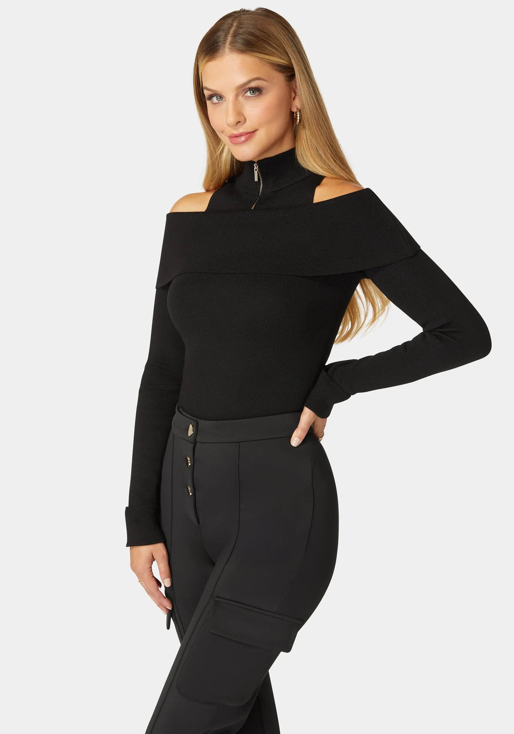 Ladies Knit Sweater_108544_BLACK_02