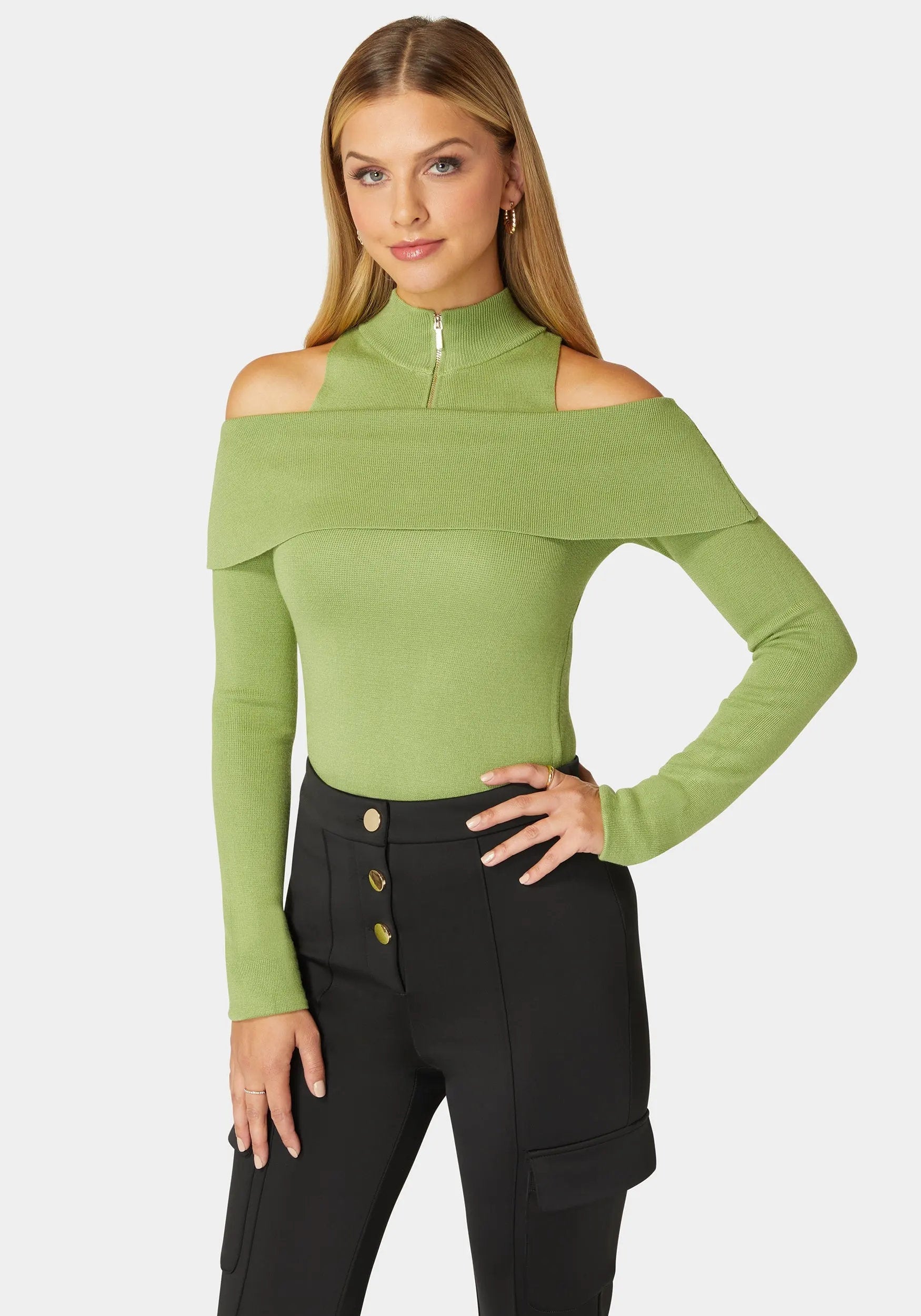 Ladies Knit Sweater_108544_SPINACH GREEN_01