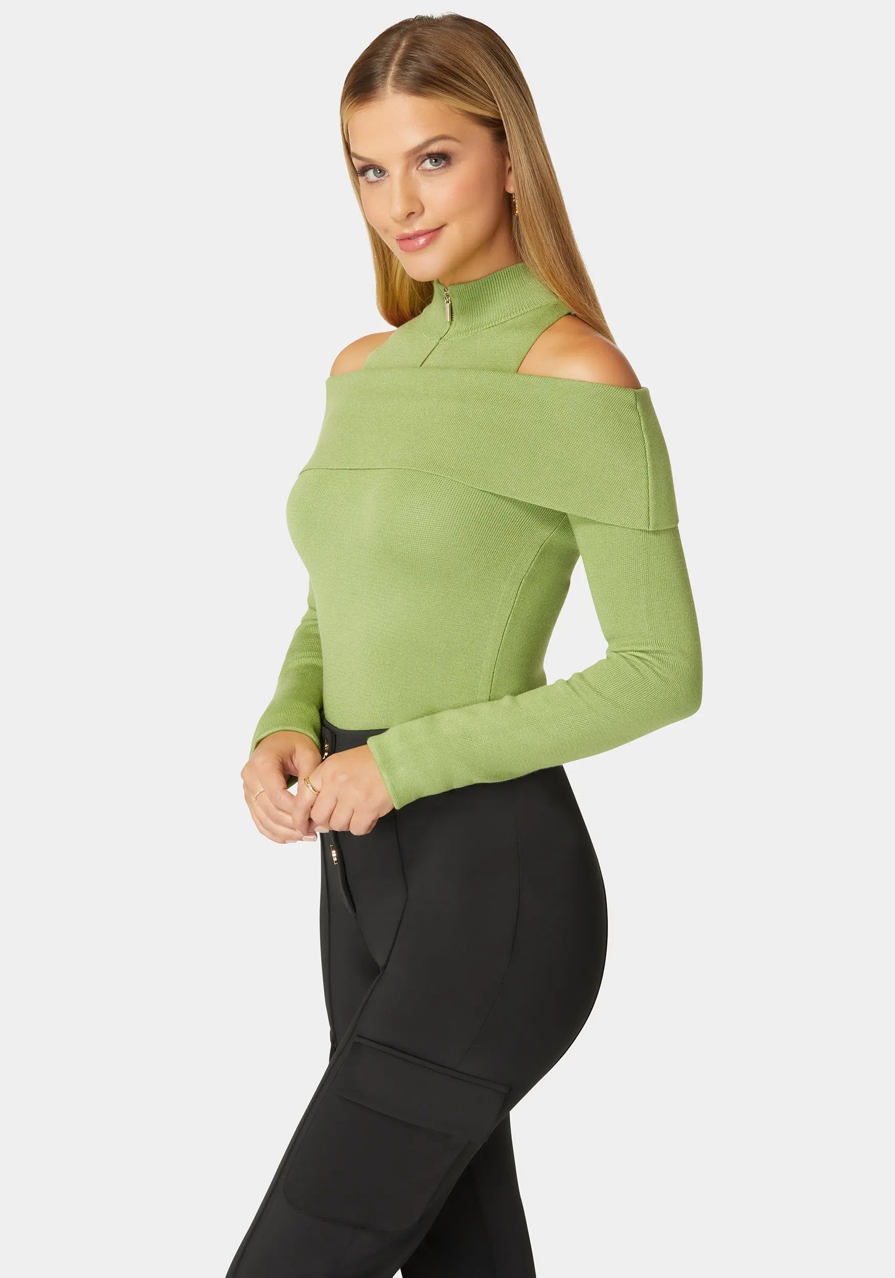 Ladies Knit Sweater_108544_SPINACH GREEN_02