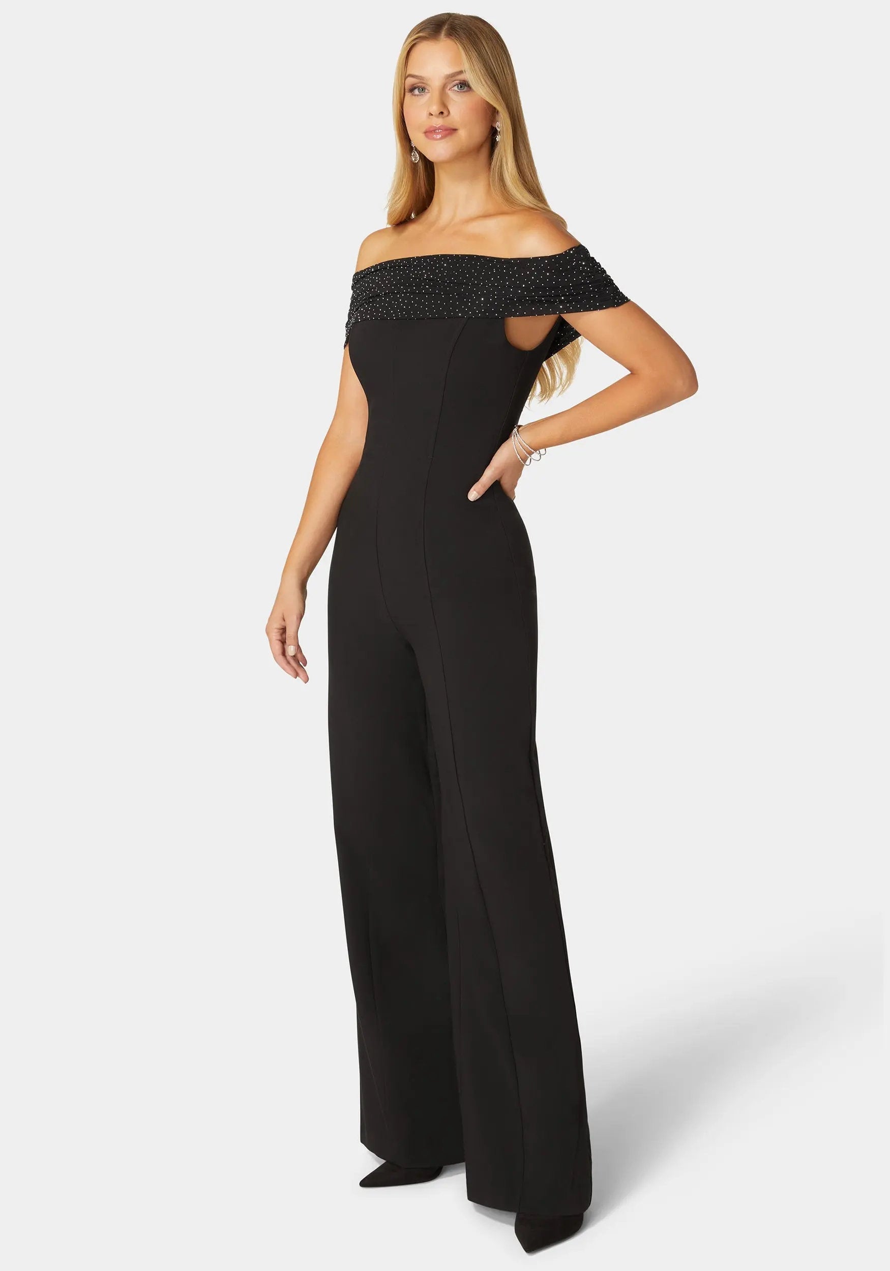 Studded Off Shoulder Palazzo Jumpsuit_108556_BLACK_02