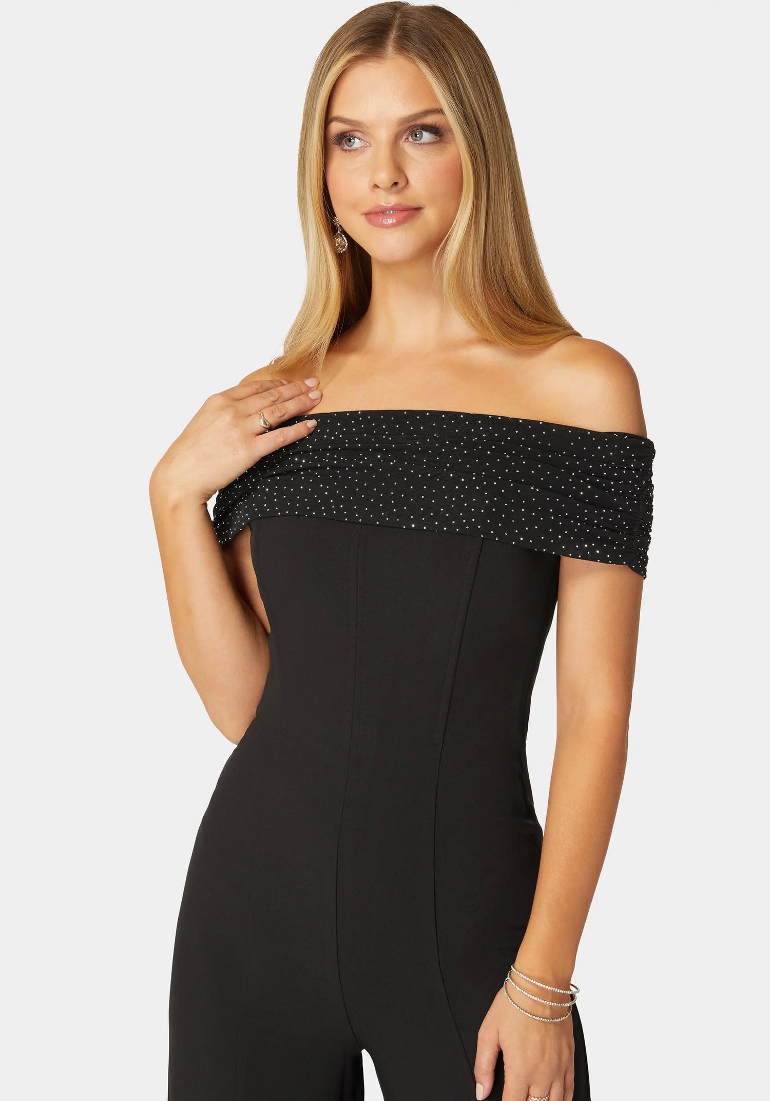 Studded Off Shoulder Palazzo Jumpsuit_108556_BLACK_04