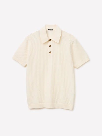 Sisley Creamy white Men Regular Fit Knitted Polo Shirt SKU: 10C1S300V_0Q2 Image 01