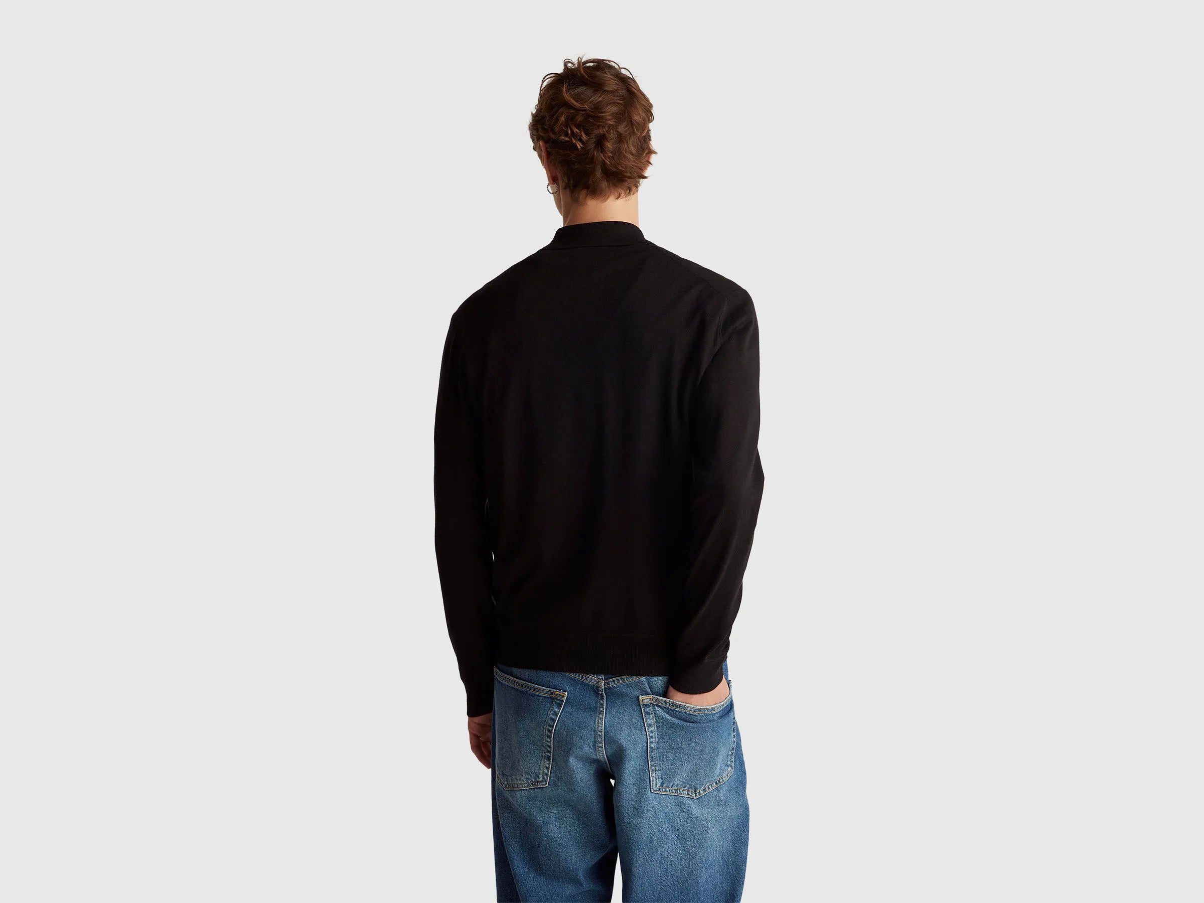 Benetton_Black_Knit Polo in Viscose Blend_110XU301L_100_02