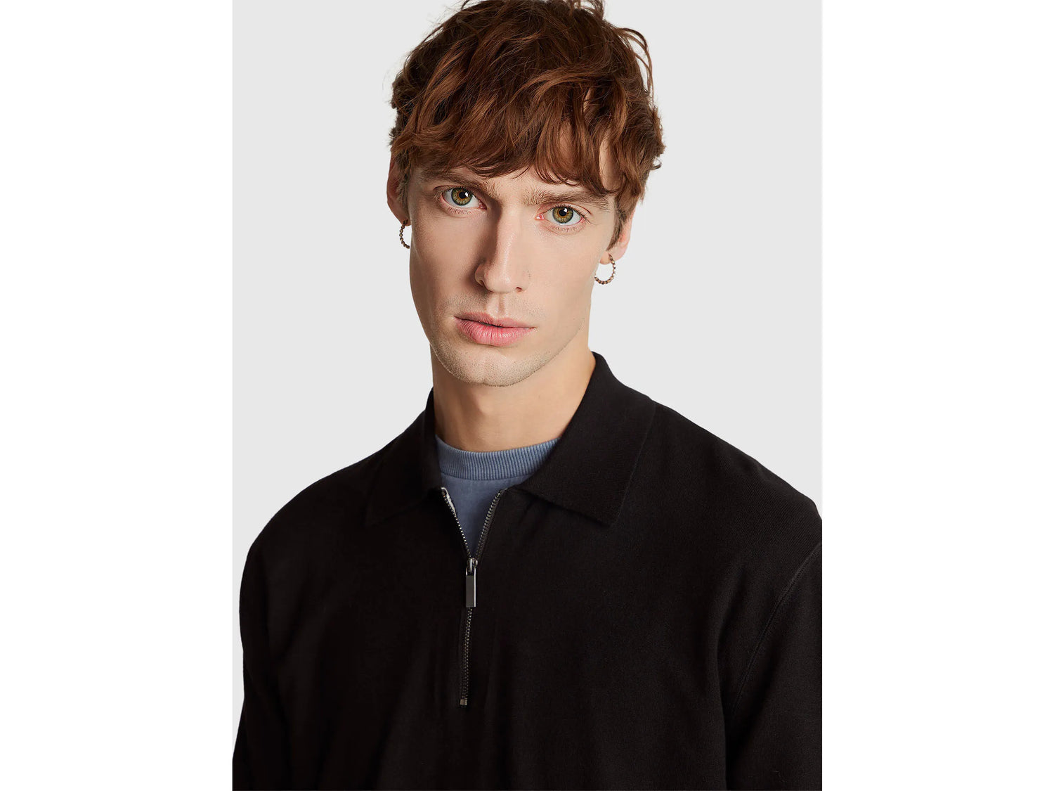 Benetton_Black_Knit Polo in Viscose Blend_110XU301L_100_03