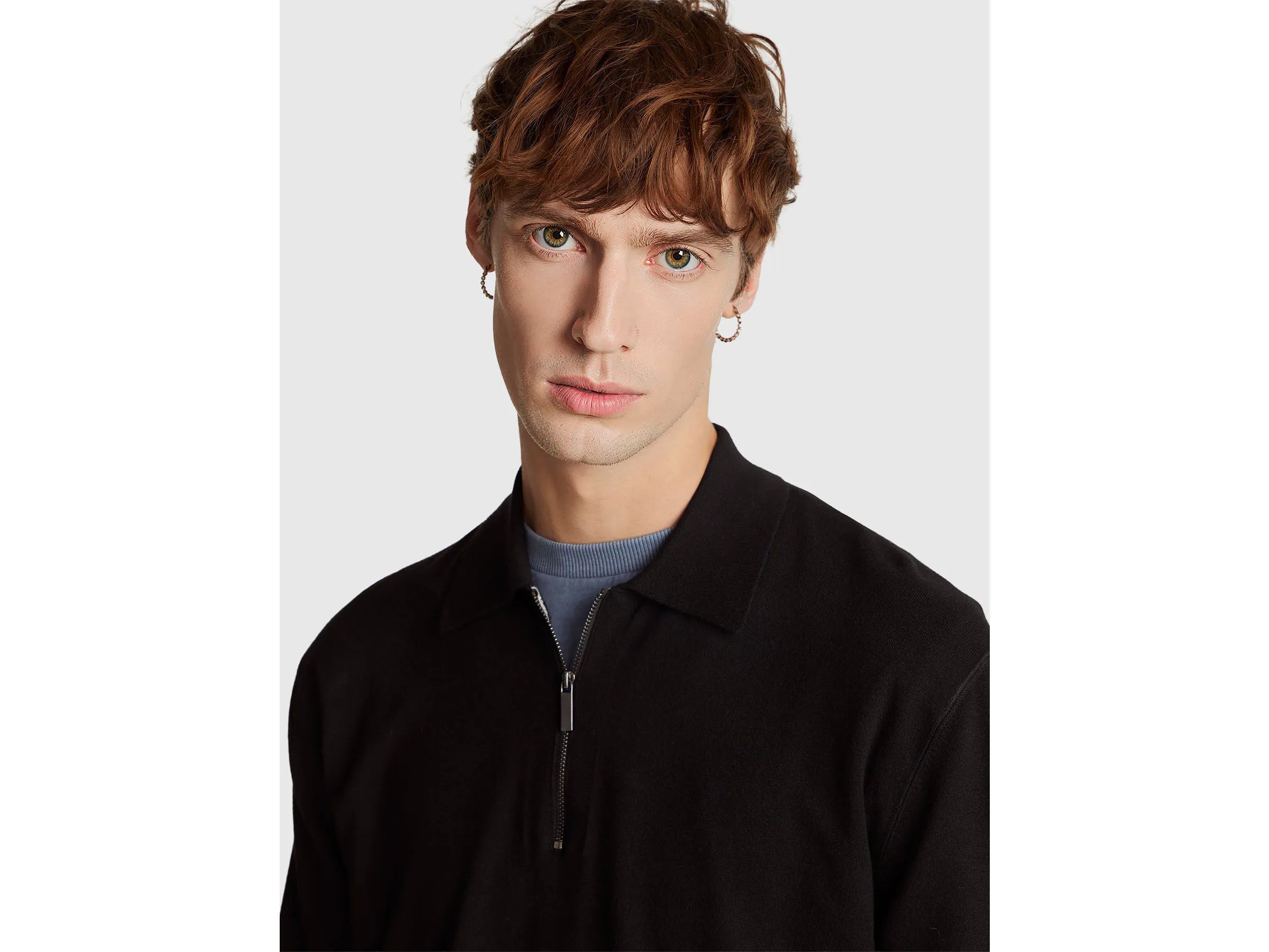 Benetton_Black_Knit Polo in Viscose Blend_110XU301L_100_03